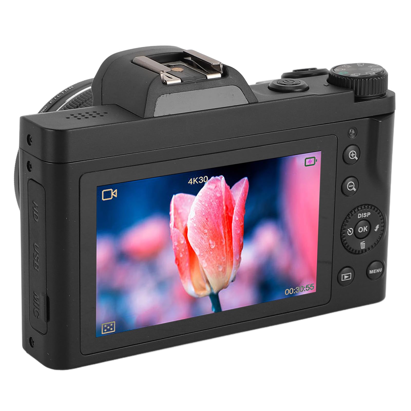 Kompaktowy Aparat Fotograficzny, Cyfrowy Aparat Fotograficzny 5K 48 MP z 16-krotnym Zoomem Cyfrowym i Ekranem 3,5 Cala, Autofokusem, wiernością bezprzewodową, Filtrem UV, do