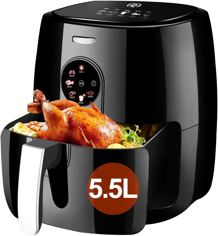 Friggitrice ad aria ARINTUL Airfryer calda senza olio da 5,5 litri, set di friggitrici ad aria con touch screen, timer, Tempo Temperatura Regolabili, 6 programmi Friggitrice ad aria calda da 1500 W Friggitrice ad aria ARINTUL Airfryer calda senza olio da 5,5 litri, set di friggitrici ad aria con touch screen, timer, Tempo Temperatura Regolabili, 6 programmi Friggitrice ad aria calda da 1500 W