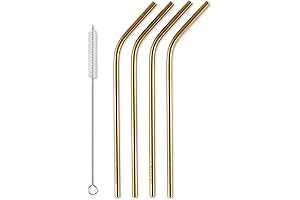 RSVP International 8.5-Inch Reusable Stainless Steel Curved Straws