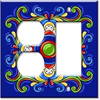 Vista 11 de Art Plates - Decorative Light Switch Plate Cover Plate - Decorative Metal Wall Plate - Combo: Decora - Toggle - Dark Blue Mexican Talavera Tile