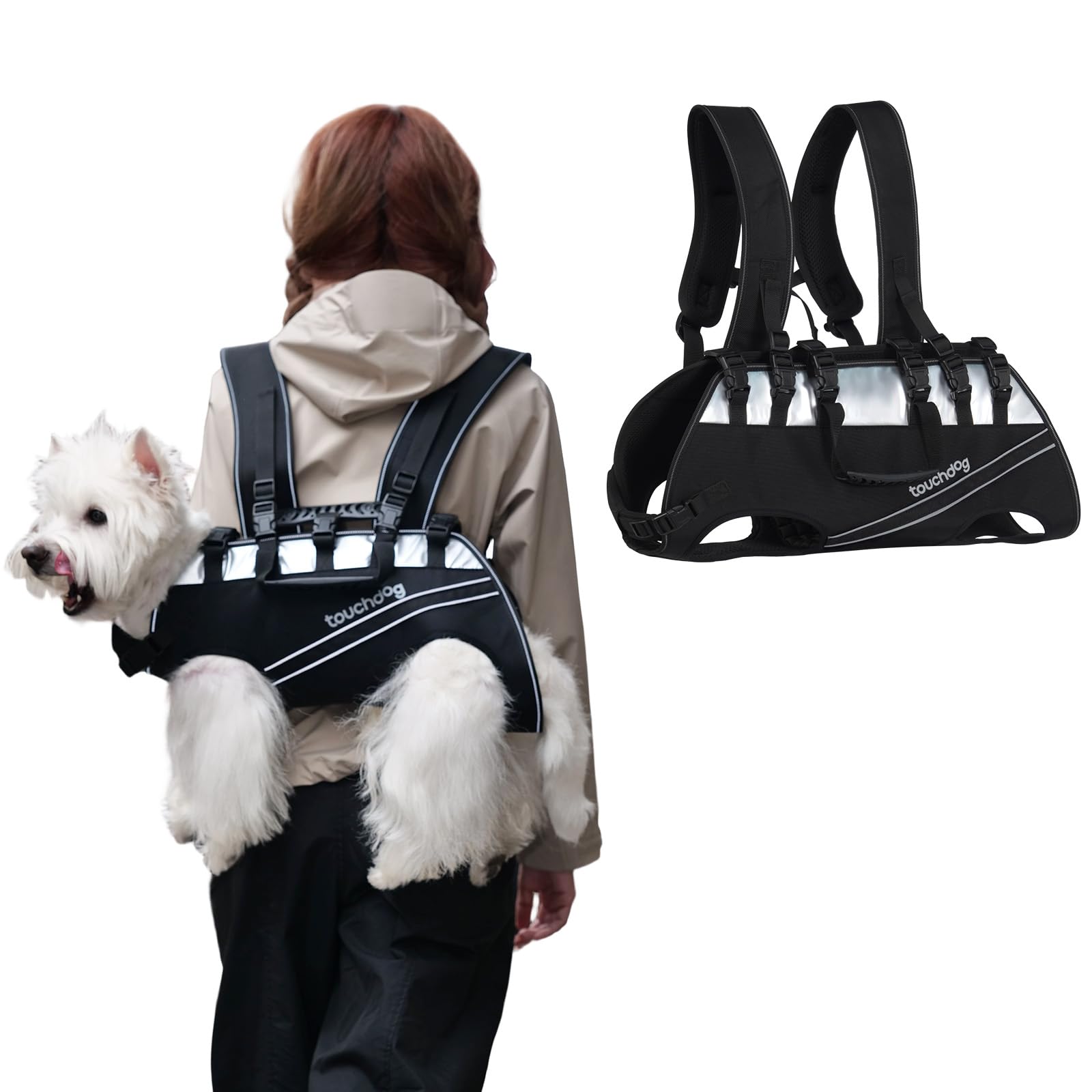 Dog Backpack Carrier for Large Dogs - Hands-Free Pet Travel Pack with 7-Point Safety System, Waterproof & Reflective Design for Motorcycle, Hiking, Surfing