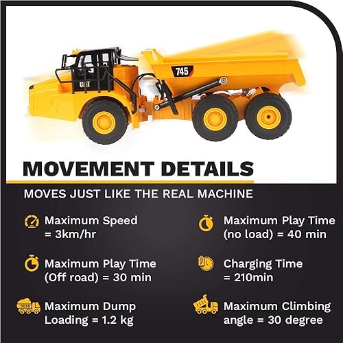 Miniatura 4 de Diecast Masters 1/24 Caterpillar 745 articuló el control de radio del camión hecho del plástico durable 25004