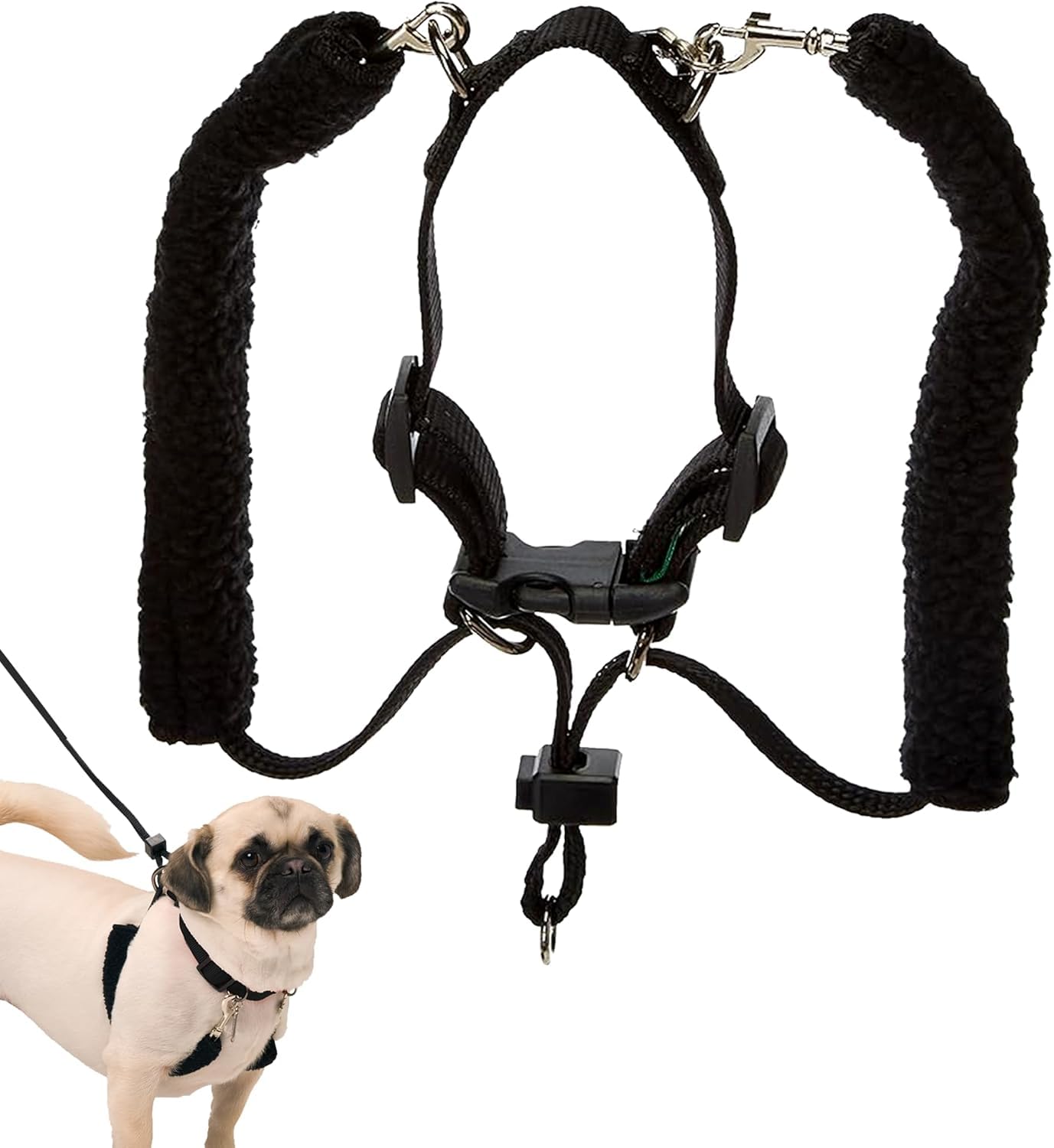 Sporn Original Training Dog Halter Harness, Medium Size No Pull Harness for Dogs with Black Padded Sherpa Sleeves, Breathable Dog Head Halter Harness, Provides to All Medium Breeds