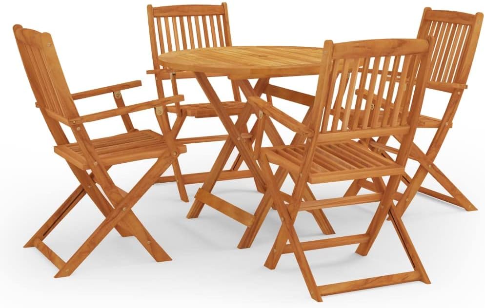 5 Piece Folding Patio Dining Set,Backyard Decor,Backyard Sofa Suit,Outdoor Furniture,Casual Table Chairs,Perfect for Indoor, Outdoor Garden, Lawn, and Backyard. Solid Eucalyptus Wood