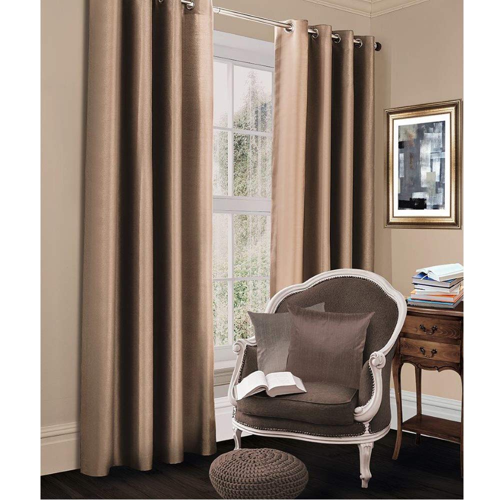 Slumber Nights Blackout Curtains Pair with Tie Backs Eyelet Ring Top Fully Lined (Latte, 66"X54")