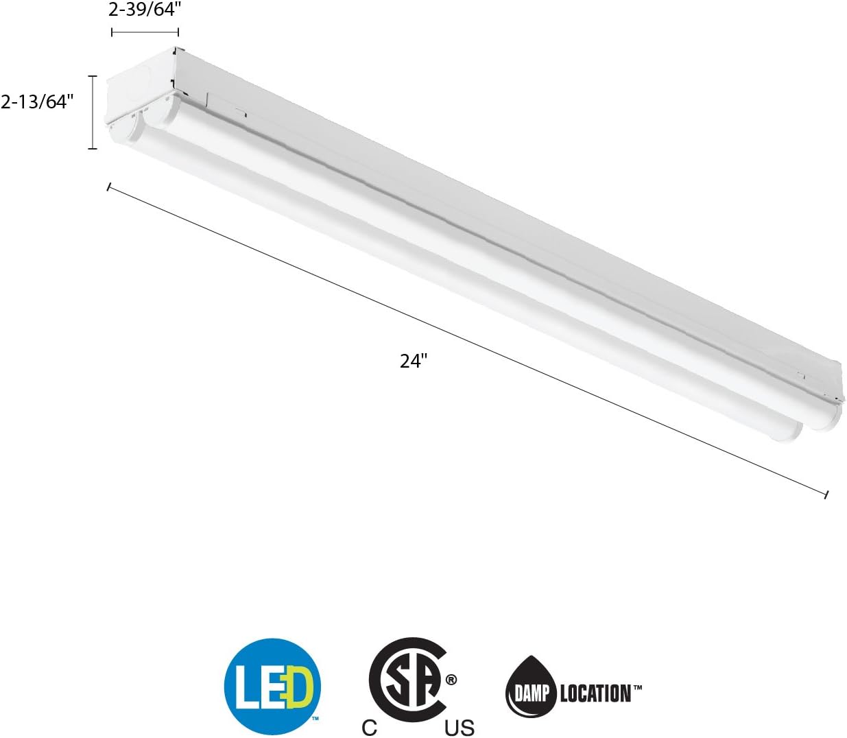 Lithonia Lighting CMNS L24 2LL 840 2-Light LED Striplight, 120V, White, 2-Foot