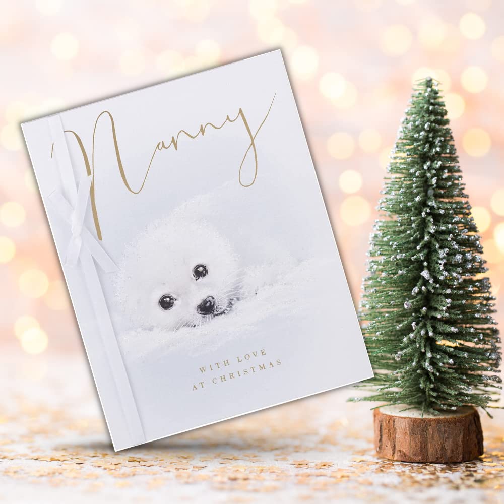 Weihnachtskarte Für Oma (Nanny) – „Snowy Seal“ Motiv Mit Liebevoller Botschaft