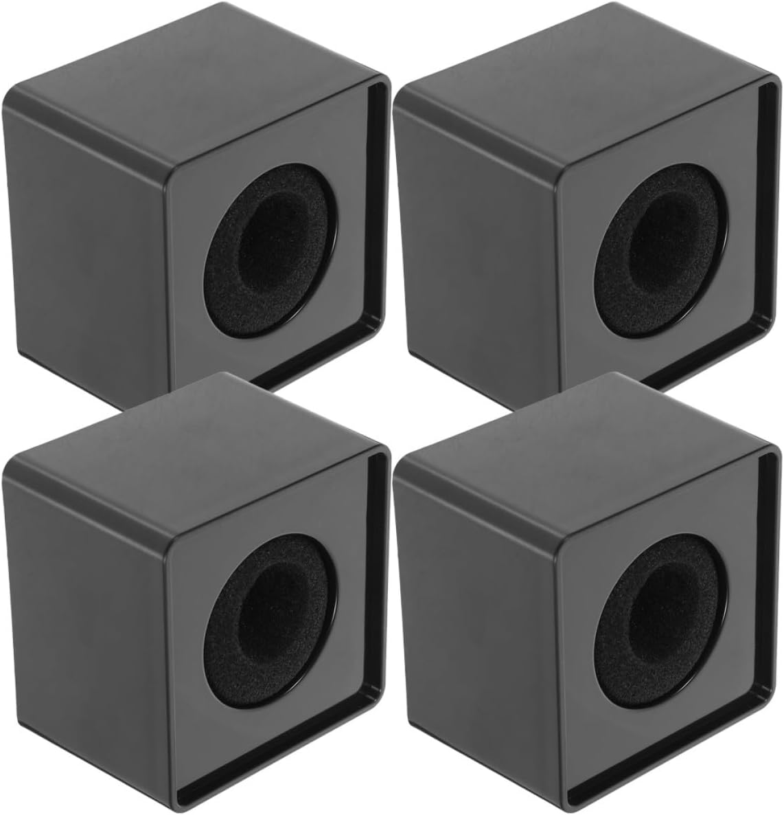 4pcs Mic Holder Interview Mic Microphone Flag Station Square Shaped Black Abs Sponge Alloy DIY Logo Good Stability Protection for Professional Interview