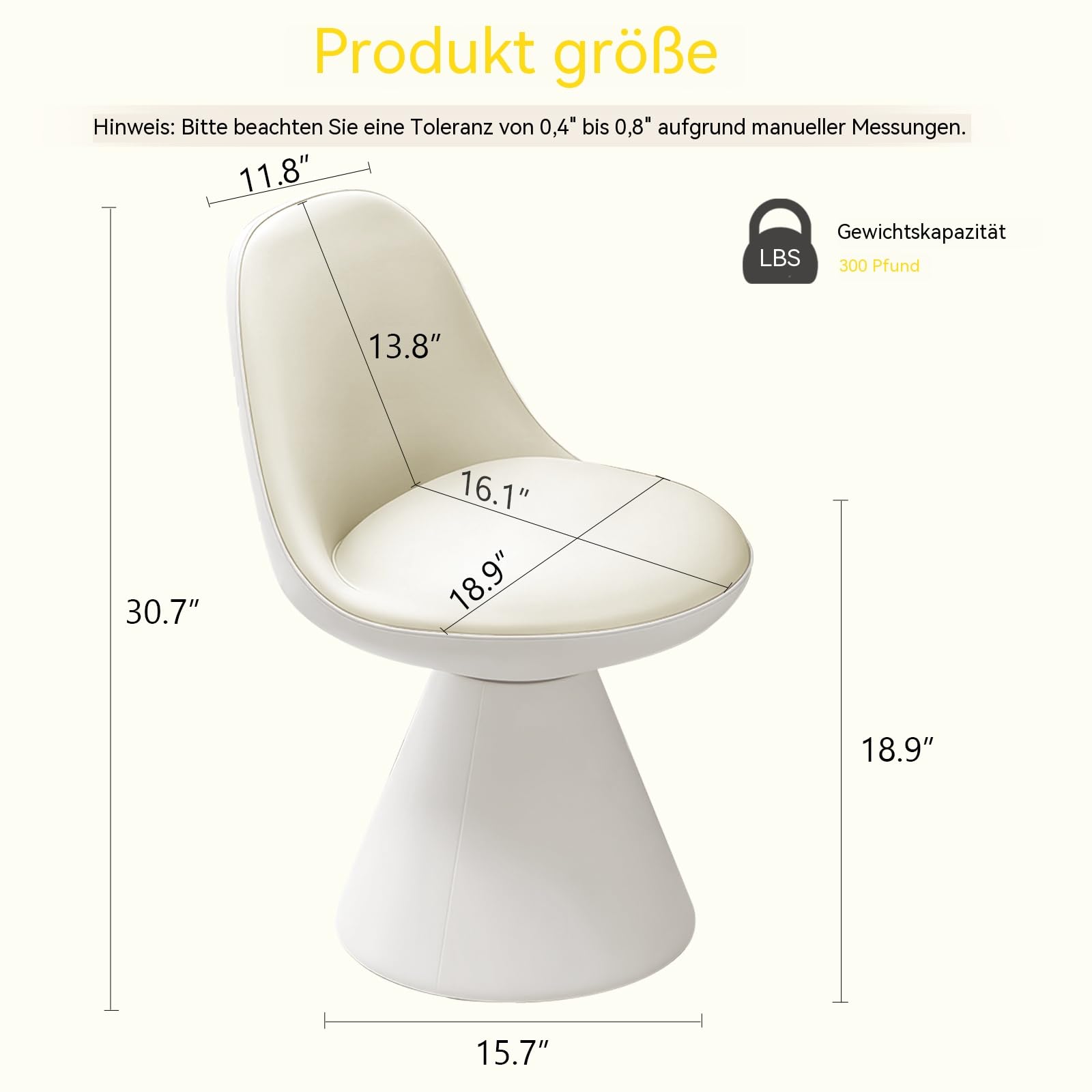 360° Drehbarer Schminkstuhl, Armlehnenfreier Schminkhocker, Esszimmerstuhl Mit Konischem Sockel-Design, Sitzfläche Aus PU-Leder, Geeignet Für Schminktisch, Schlafzimmer und Wohnzimmer