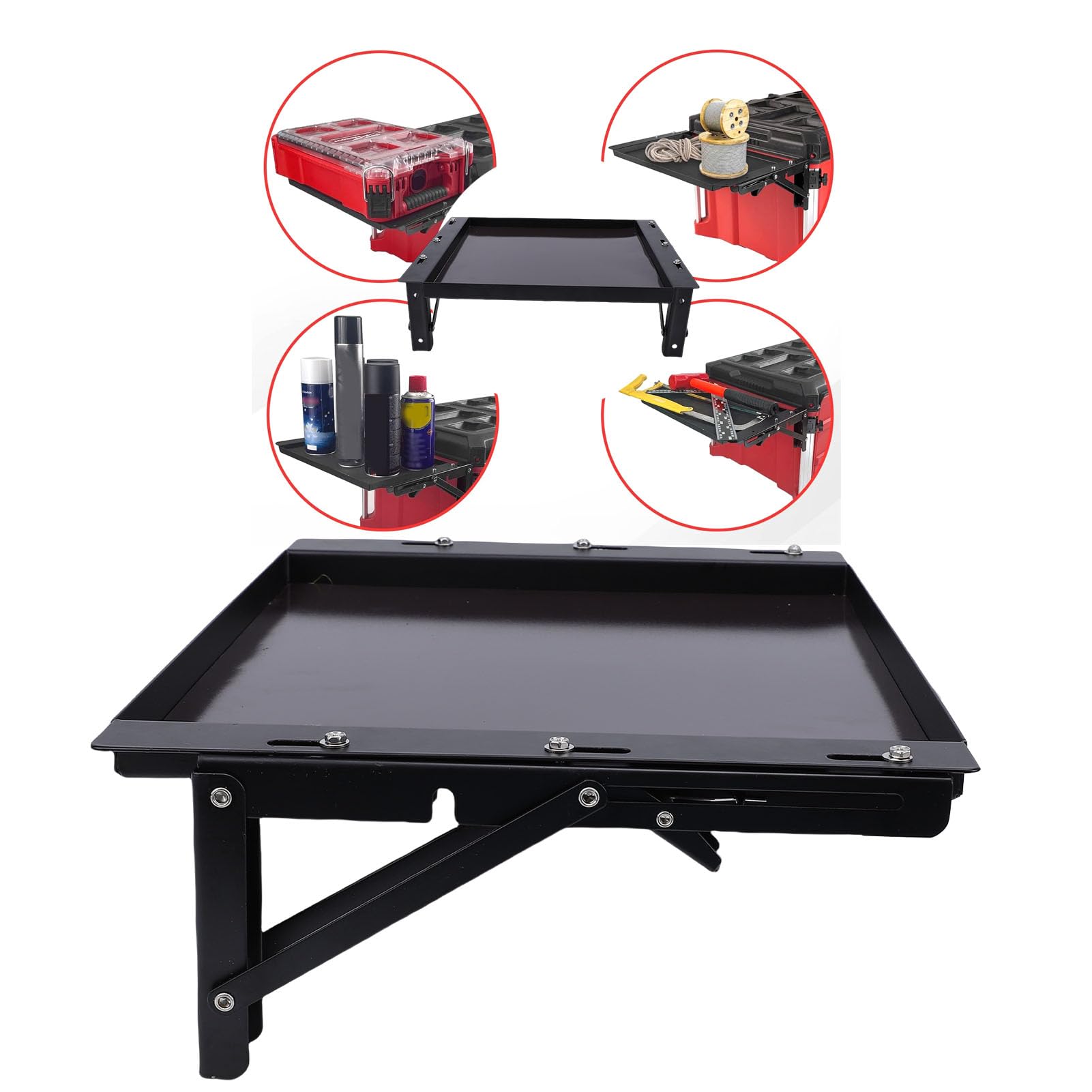 Akozon Mesa Magnética Plegable de 11.81x11.81 Pulgadas, Caja Herramientas Alta Resistencia, Bandeja con Implemento Instalación Apto para Organización Cajas Herramientas, Automáticas