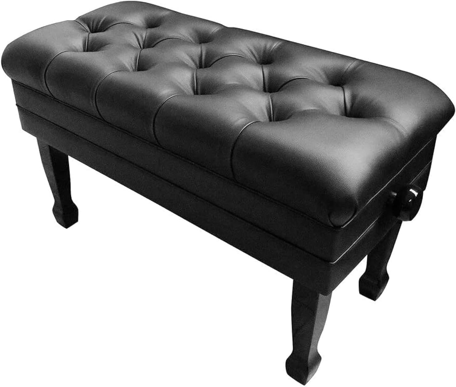 Mike Music Double Seat Liftable Solid Wood Piano/Keyboard Bench With Soft PU Leather Seat Cushion Design Legs Adjustable Height Stool With Bookcase Storage (Liftable Piano Bench Double D-L)