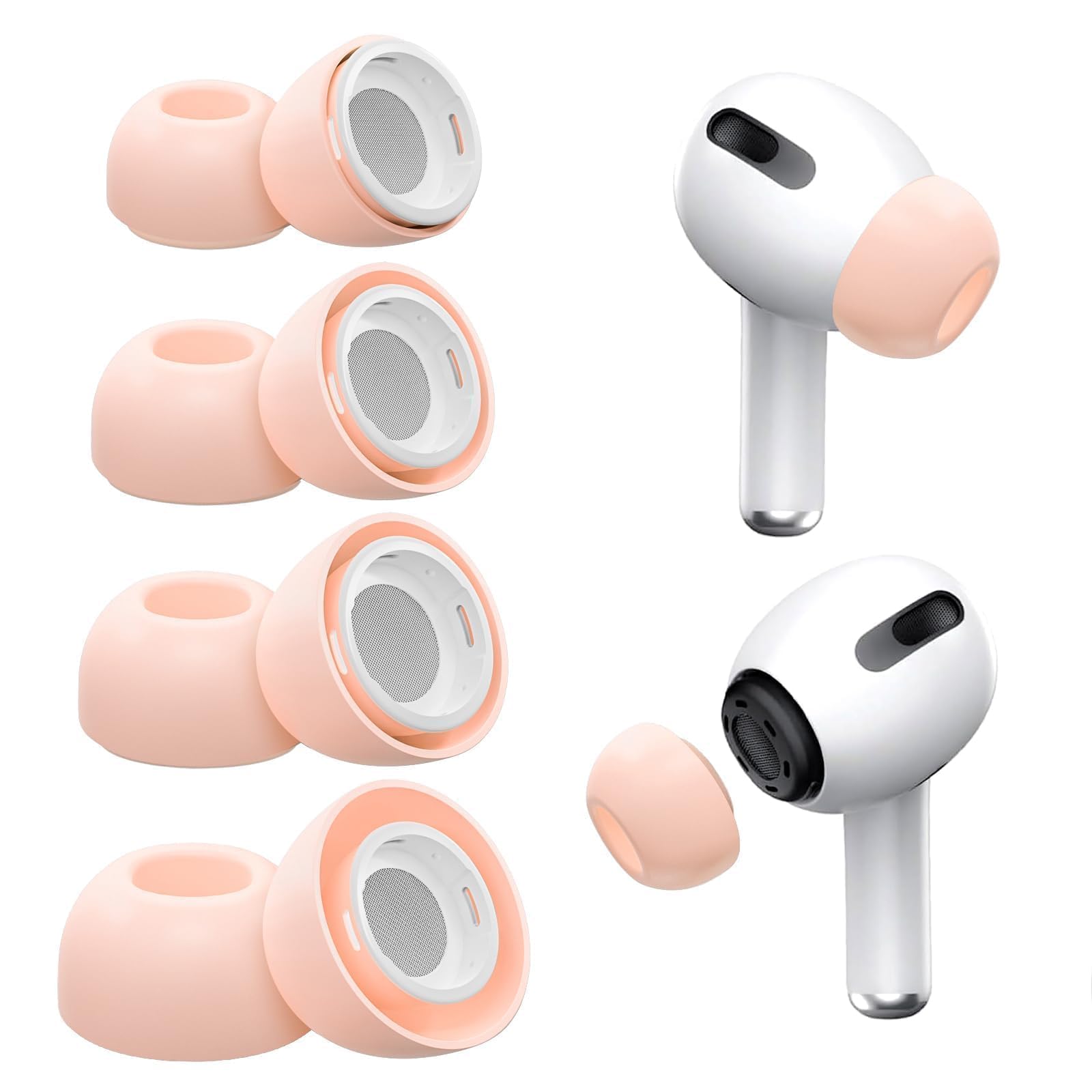 Vsagier 4 Pairs Replacement Ear Tips for AirPods Pro and for AirPods Pro 2 with Noise Reduction Hole, Non-Slip Soft Silicone Ear Tips for AirPods Pro