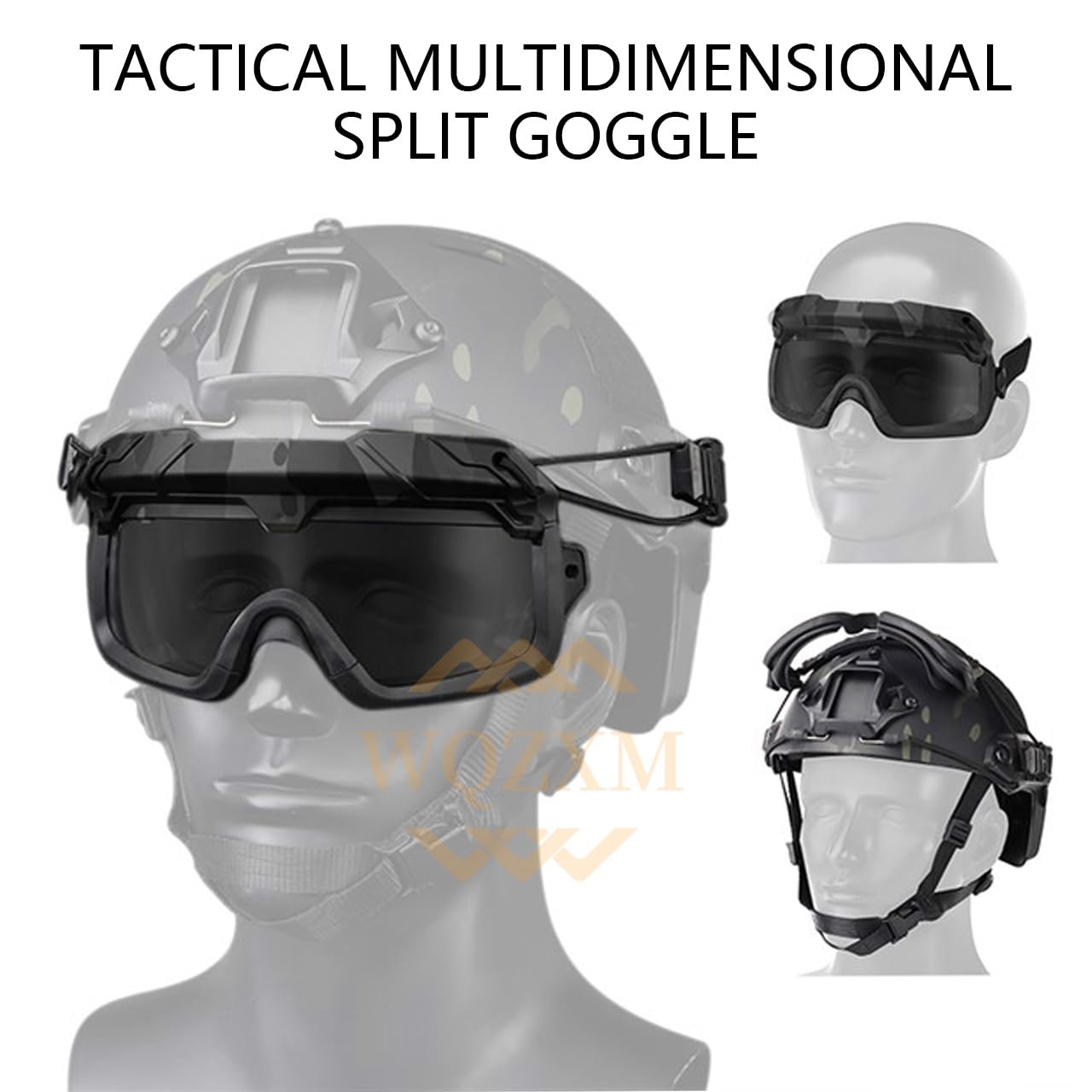 Zestaw Szybkich Hełmów Airsoftowych, Hełm SF Ultra High Cut Tac Z Taktycznym Zestawem Słuchawkowym Bez Hałasu I Taktycznymi Goglami Dzielonymi Na Dwa Tryby, Dla Obwodu Głowy 54-62 Cm(CP)