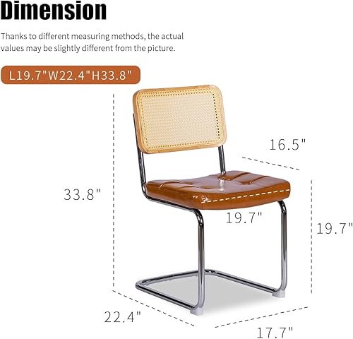 Miniatura 2 de 2-Piece Modern Dining Chairs, Faux Leather Upholstered Side Accent Chairs with Rattan PanelsComfortable Upholstered Seats for Dining Room (Brown, 2