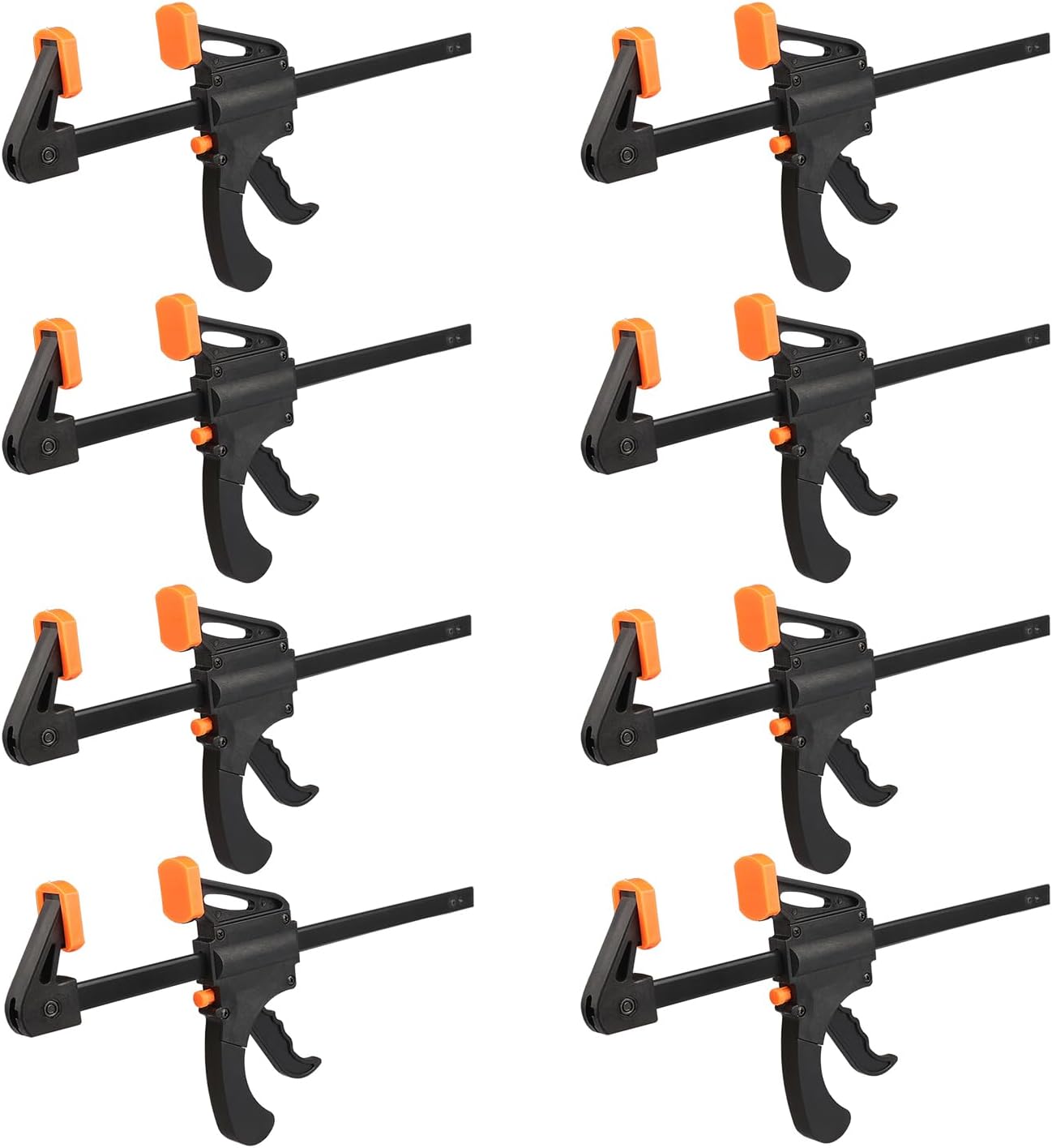 8 Pack 8 Inch F Bar Clamp, Medium Duty 160lbs One Handed Clamps/Spreader, Bar Clamps for Woodworking, Crafting, by GENHAKON