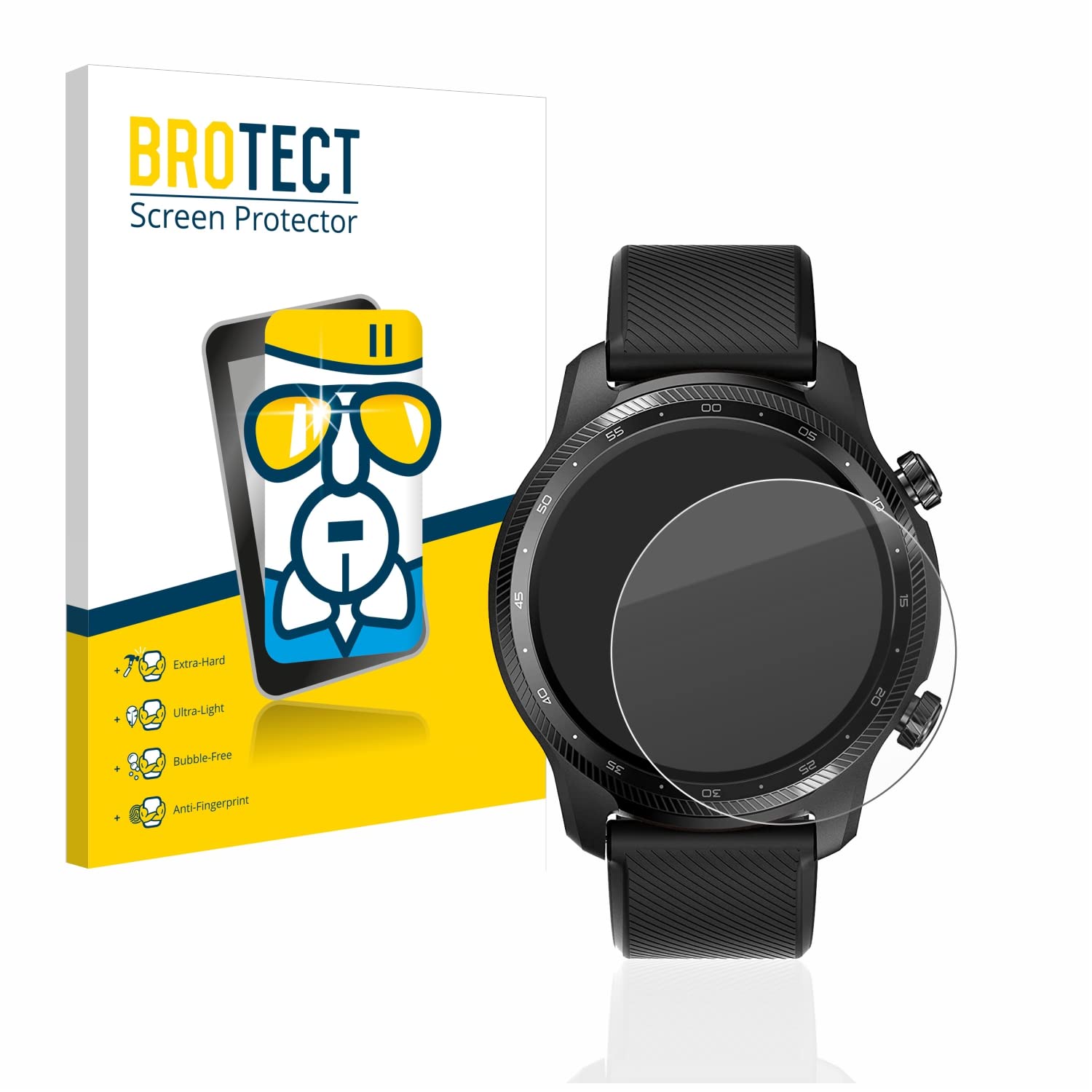 Brotect Pellicola In Vetro Ibrido Per Mobvoi Ticwatch Pro 3 Ultra GPS – AirGlass, Durezza 9H, Anti-impronta, Made In Germany