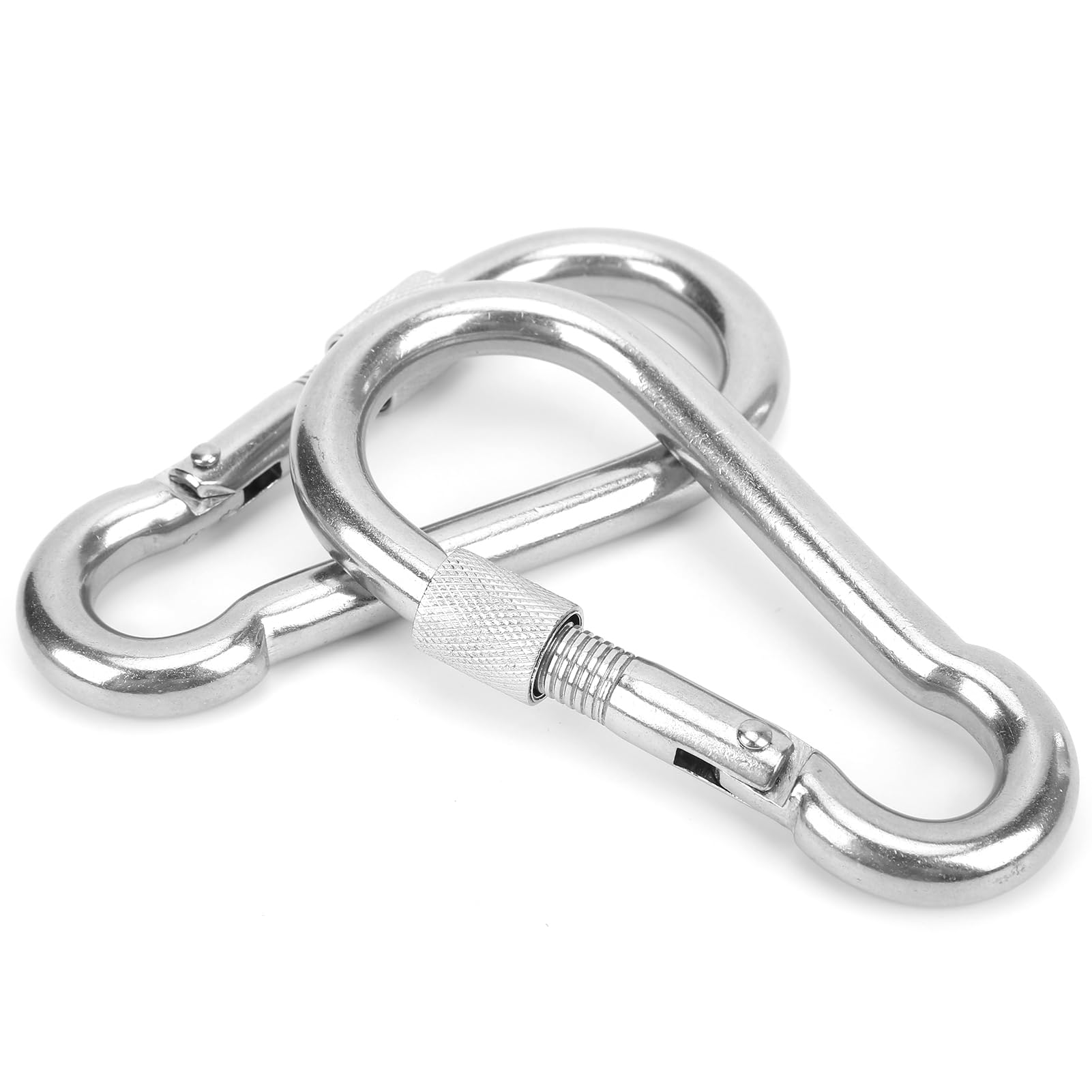 5 Stück Robuste Karabinerhaken mit Mutternverschluss-Schnalle für Camping, Wandern und Reisen, Edelstahl, 120 Mm