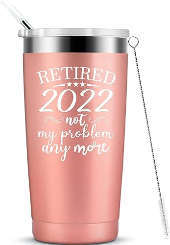 Retired 2022 Not My Problem Anymore el mejor regalo de jubilación para mujeres, compañeras de trabajo, mamá, vaso aislado de acero inoxidable con