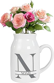 Personalized Initial Monogram Flower Bud Vase, Custom Elegant Alphabet M...