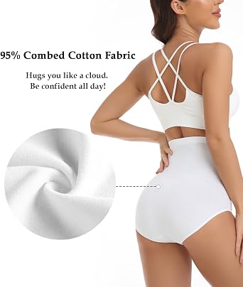 wirarpa Women's Underwear Cotton Super High Waisted Briefs Stretch Full Coverage Panties 4 Pack