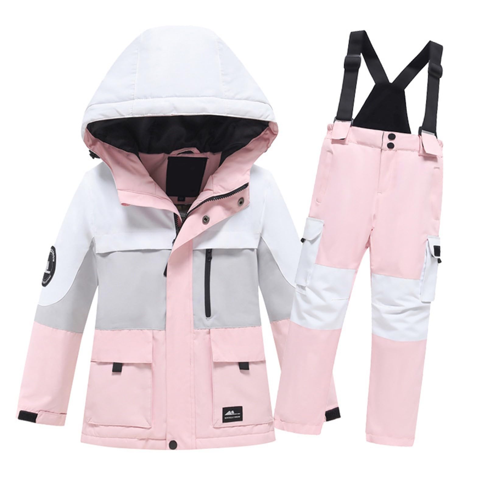 Ropa de bebé recién nacido, traje de esquí para niños y niñas, estampado de manga larga, terciopelo grueso, cálido, resistente al viento y al agua, parte superior y pantalón, traje de 2 piezas recién