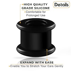 Expansores De Silicona Para Piercings - Túnel De 3mm A 40mm, Negro, Ideal Para Estiramiento Gradual