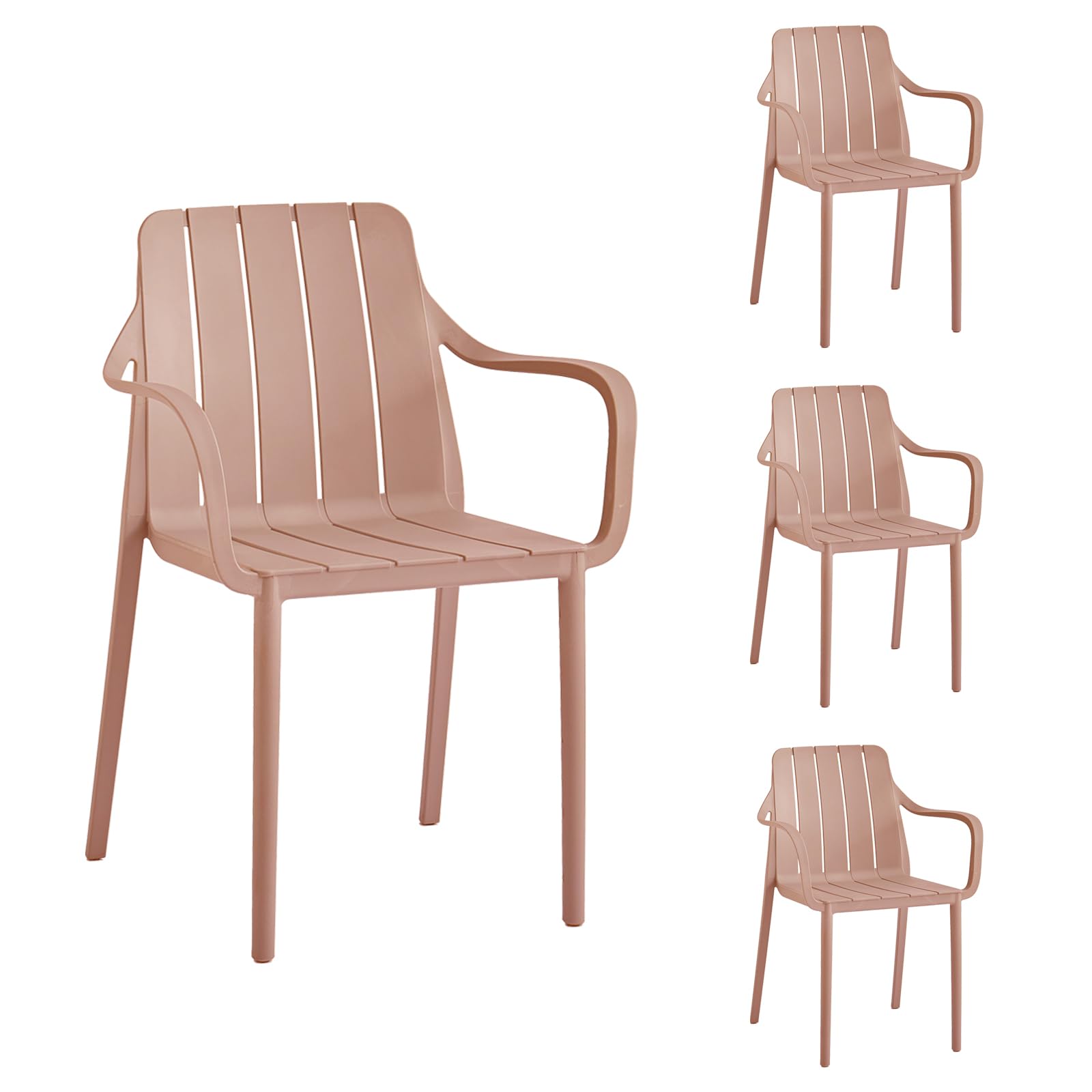 VORTIVO Tuinstoel, stapelbaar, hoogwaardige outdoorstoelen in geel, weerbestendig, uv-bestendig, tot 200 kg, voor balkon, terras en eetkamer