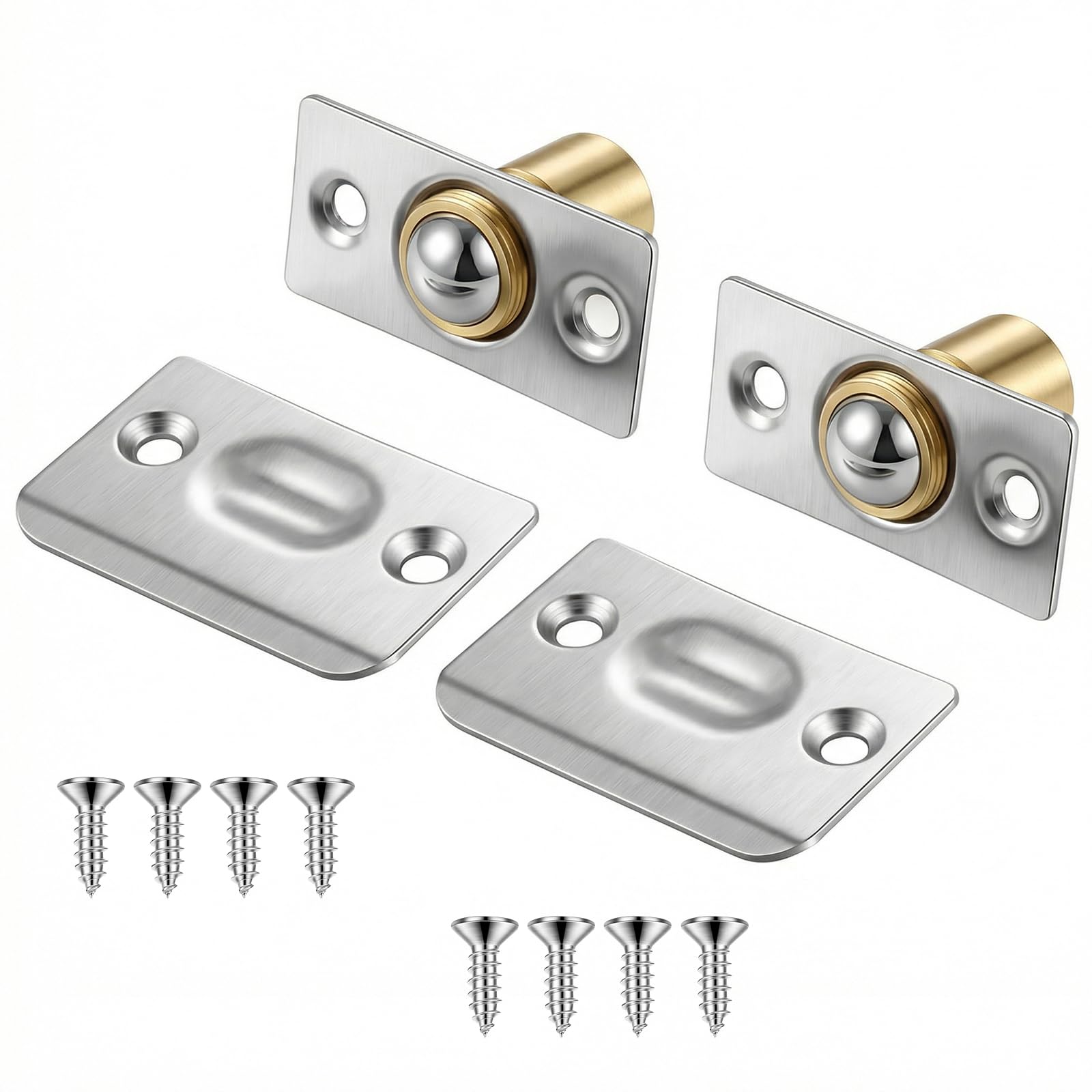 Gyfent 2 Pack Door Latches for Internal Door, Adjustable Roller Ball Catches Invisible Spring Ball Bearing Doors Catches for Closets Top Cupboards Cabinets Bathroom