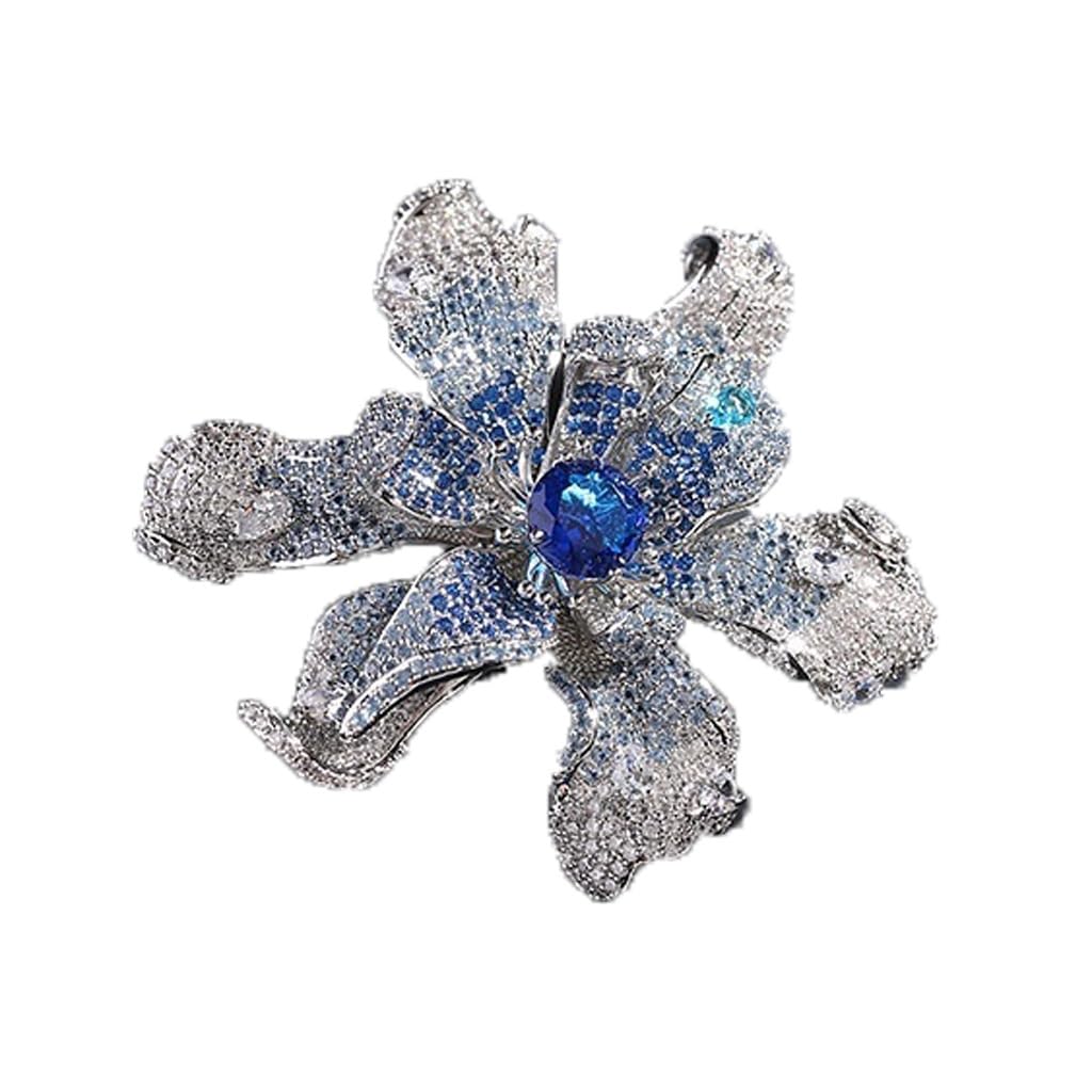Broche de Flores con circonitas, Broche Fijo para Ropa, Temperamento, Chaqueta, Vestido, Abrigo, Accesorios.