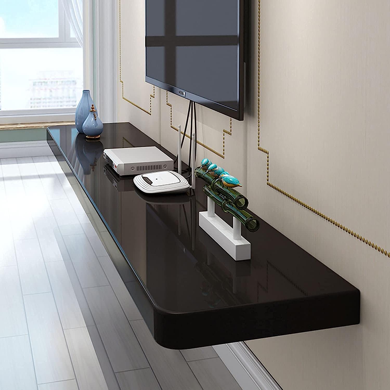 Gabinete de Soporte de TV Unidades de Pared de TV para Sala de Estar Consola de Medios Soporte de TV Flotante Mueble de TV montado en la Pared para Sala de Estar Sala de Entretenimiento Ofic