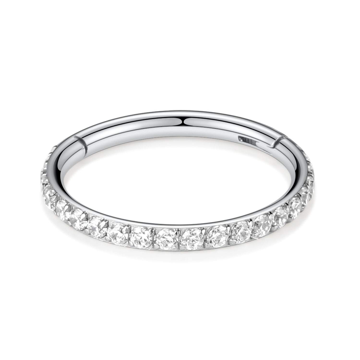 G23 Titanium Cartilage Hoop Earrings Conch Septum Clicker Ring 16G Seamless Hinged Segment Ring Gold Rose Gold Silver Helix Rook Tragus Daith Hoop Earrings 8mm 10mm Nose Hoop Ring Jewelry with CZ