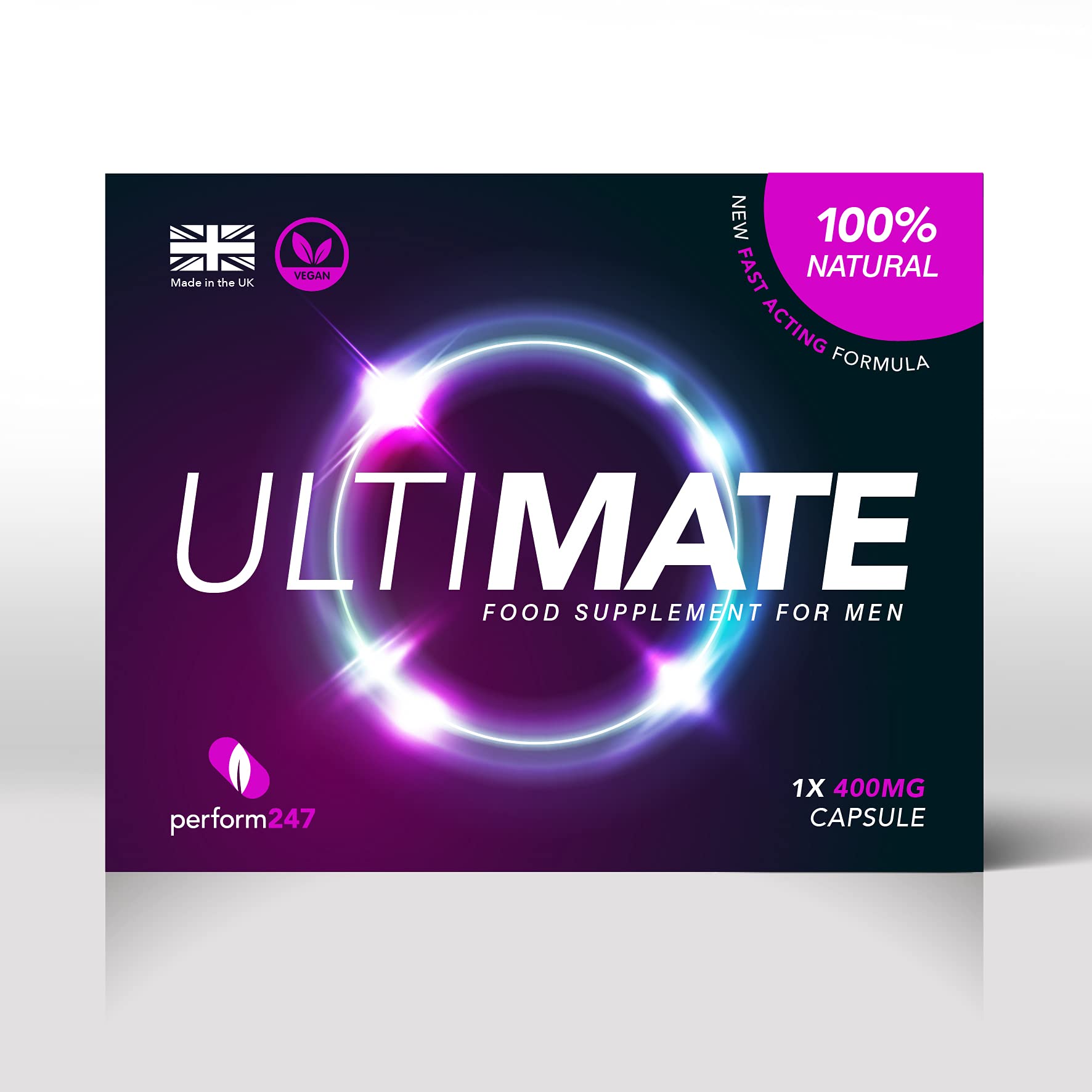 Ultimate (1 x 400mg Capsule) Natural Support for The Modern Man. Ginseng, Maca Root & Tribulus Food Supplement for Men. (1)