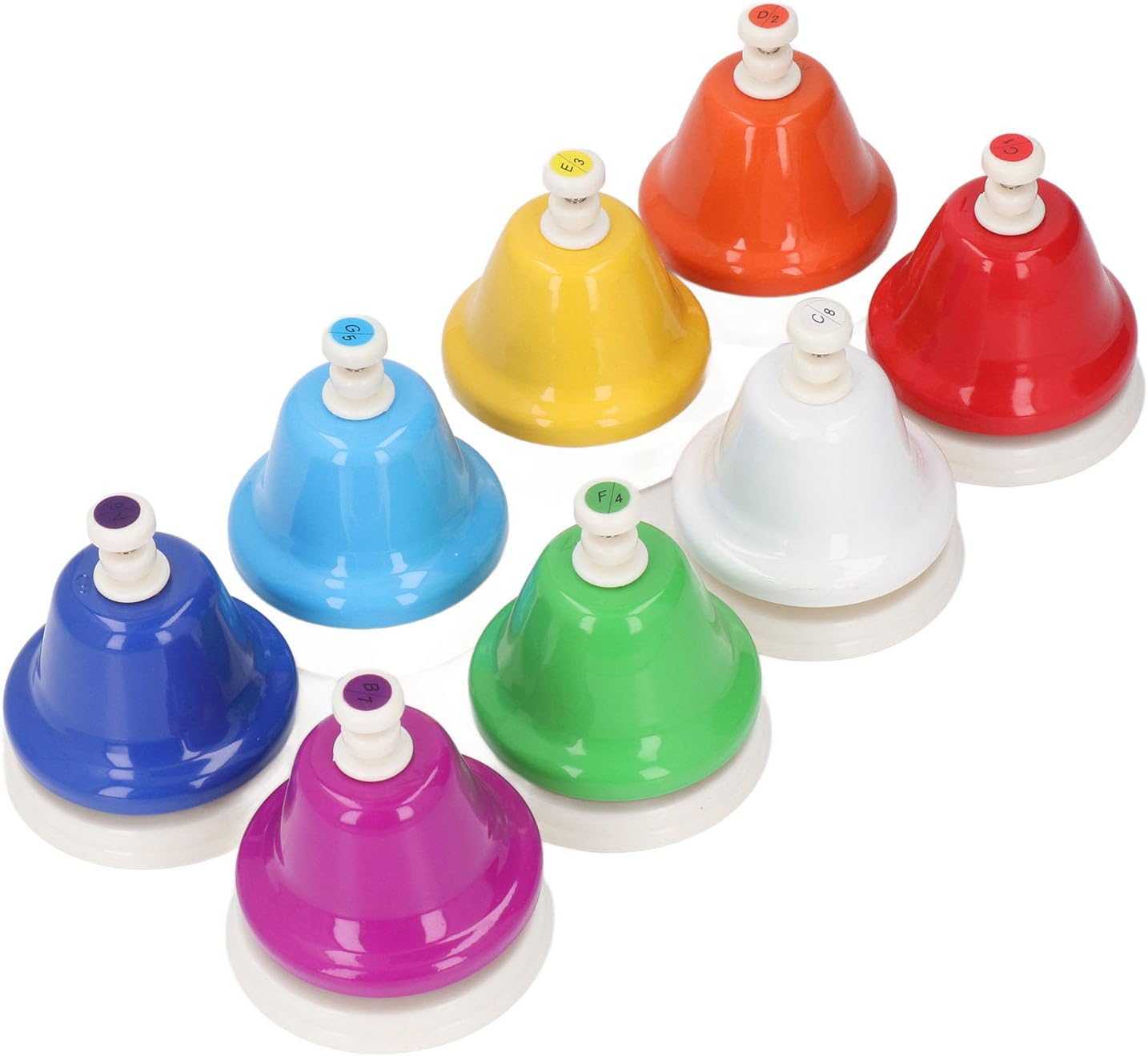 8 Pcs Colorful Metal Hand Bells Desk Bells 8 Notes Percussion Instrument for Kids Music Learning Classroom Activities