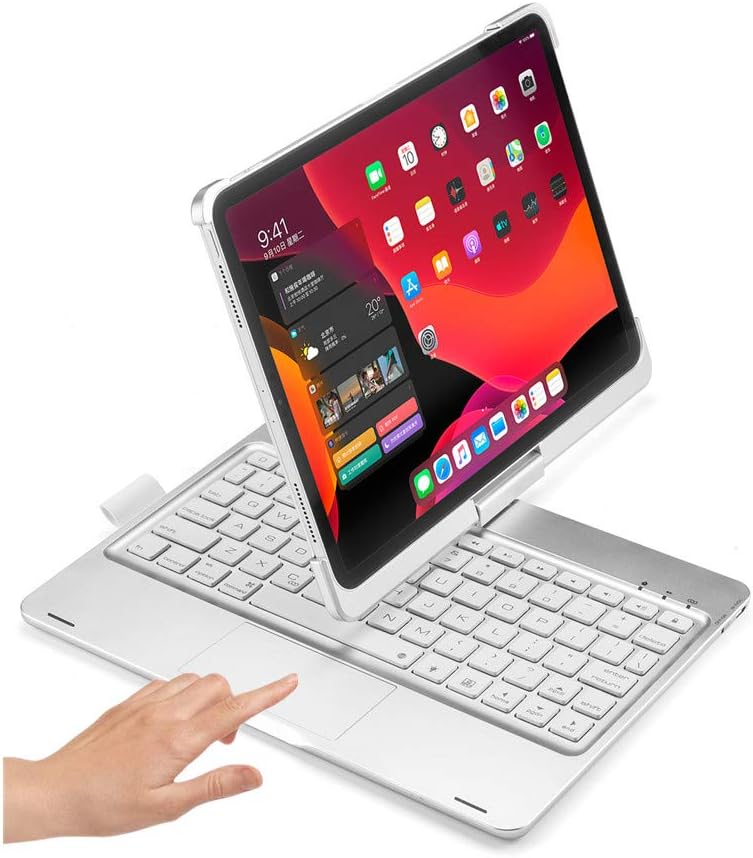 iPad Air 10.9 inch Air 4 Keyboard Case 360 Rotatable Touchpad Backlit Keyboard ，360