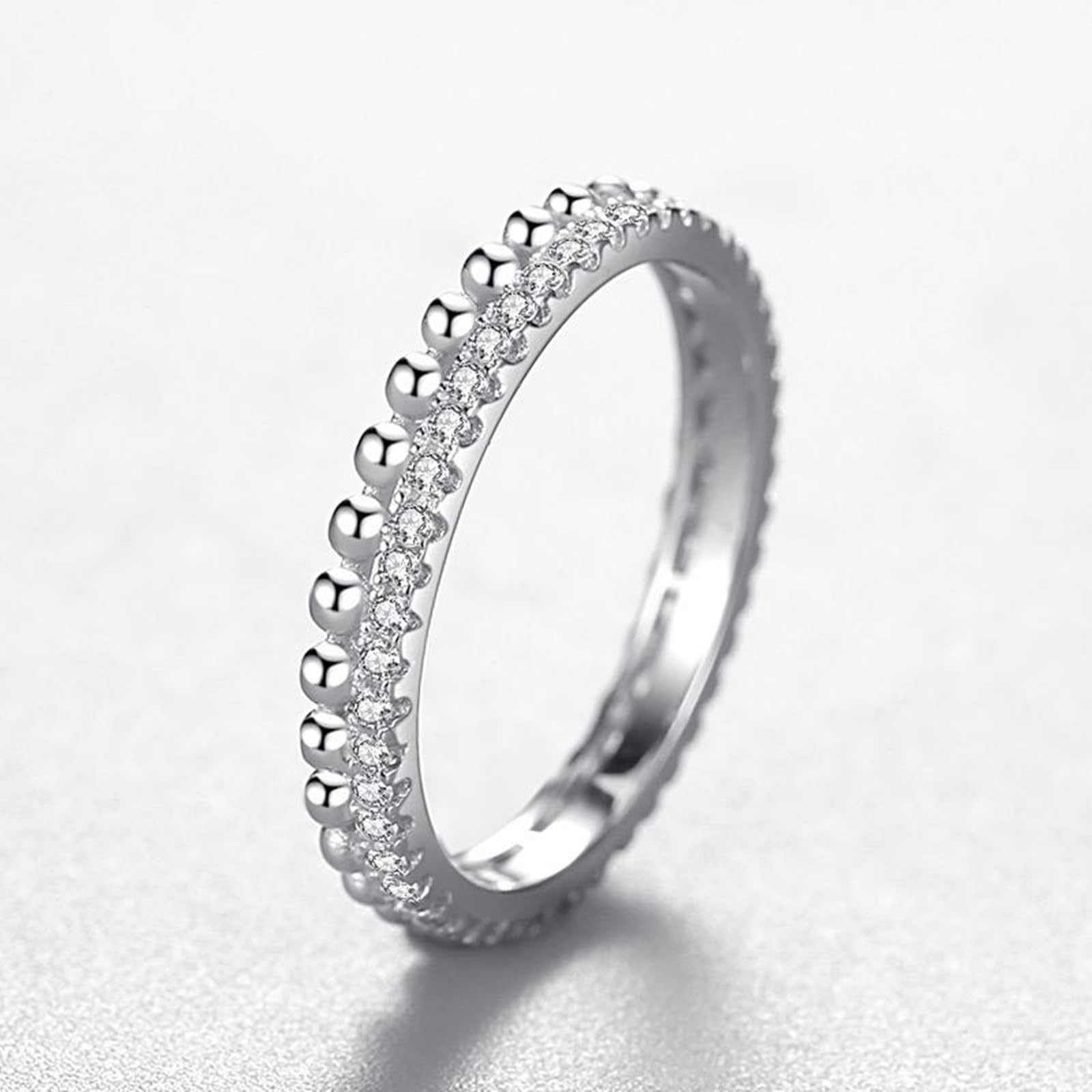 KnSam Prawdziwa biżuteria ślubna biała złota Au 375/585/750, koraliki, obrączki ślubne z moissanit, 9K/14K/18K białe złoto, pierścionek ślubny, rozm. 47-65