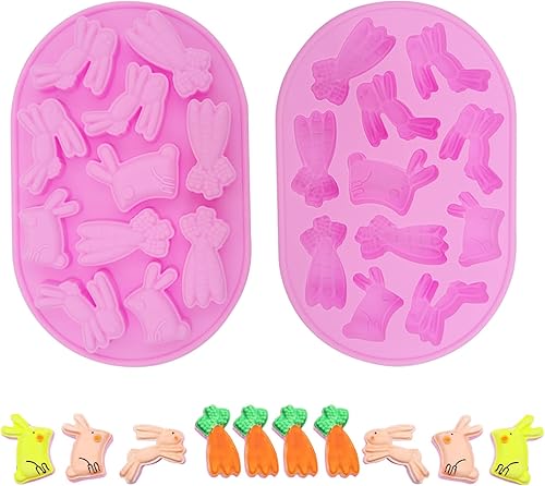 HLCM Moldes de silicona  Molde de silicona de conejo, moldes de rábano de dibujos animados, moldes antiadherentes para caramelos, moldes de