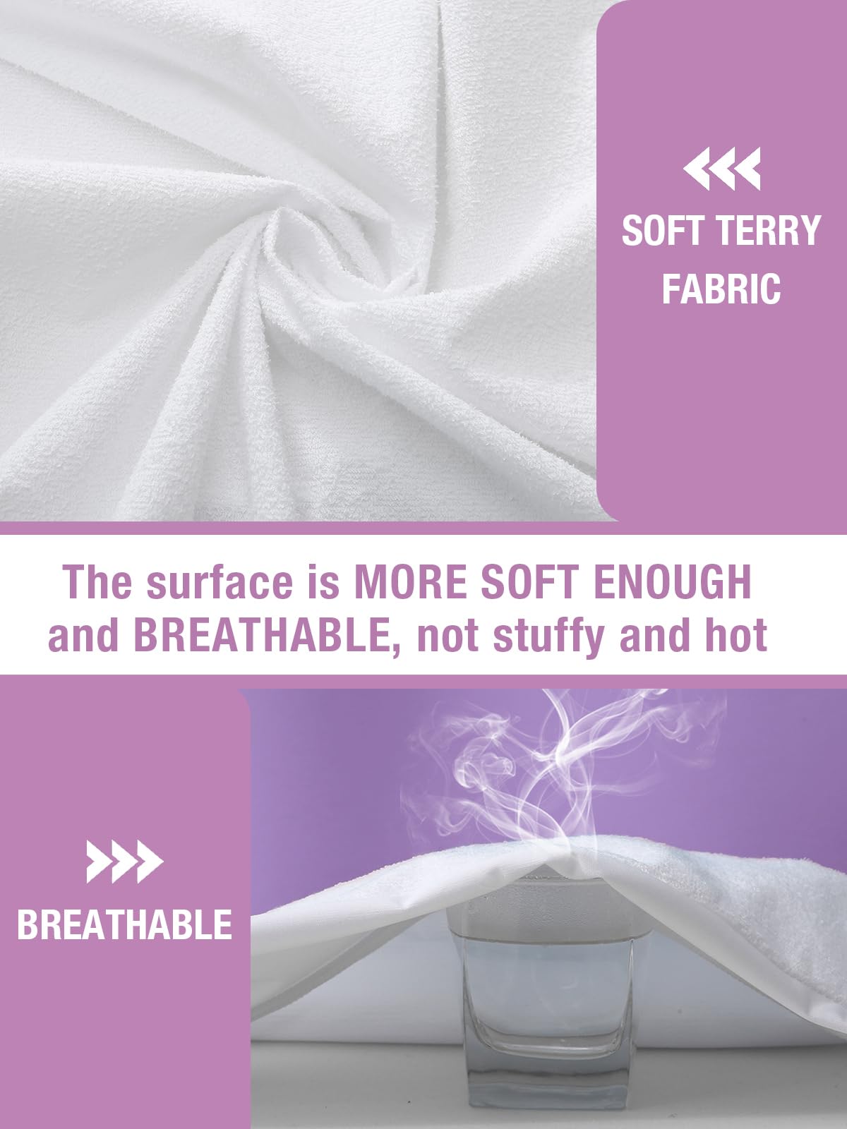 Protector de colchón impermeable lavable para cama, suave, transpirable, silencioso, para entrenamiento de orinal de 18 pulgadas de profundidad, tamaño individual XL