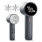 Fabric Shaver, Lint Remover Rechargeable, Electric Portable Sweater Defuzzer with 3 Speeds, 6 Leaf Blades, Digital LED Display to Remove Pilling for Clothes, Furniture, Sweater, Couch, Blanket