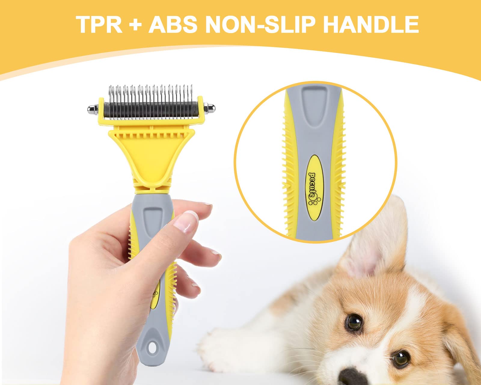 Pecute Pet Demattng Tool 2 Pack - Double Sded Undercoat Rake