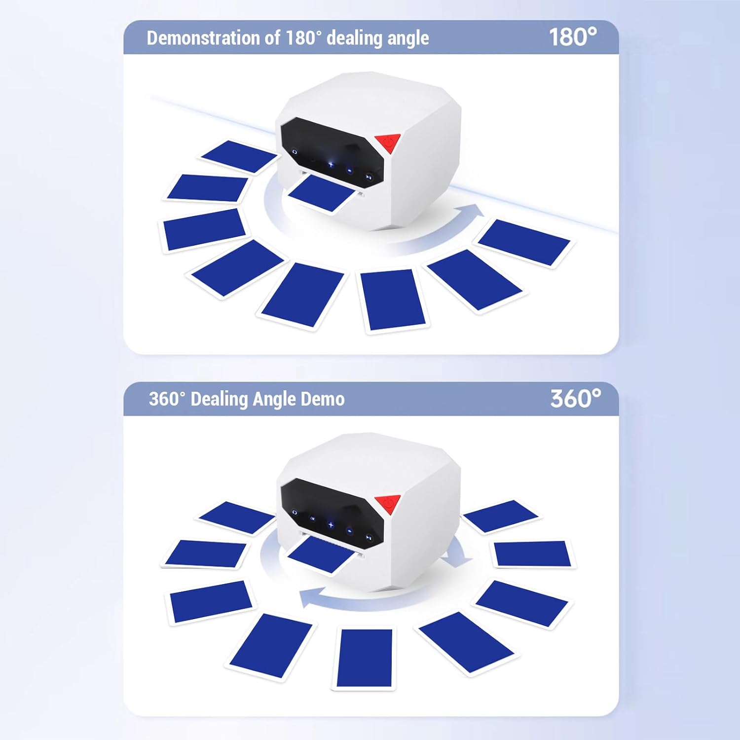 GOTOTOP Portable Card Shuffler and Dealer, Automatic for Poker Blackjack Texas, 360 Rotatable with Adjustable Settings for Game Nights