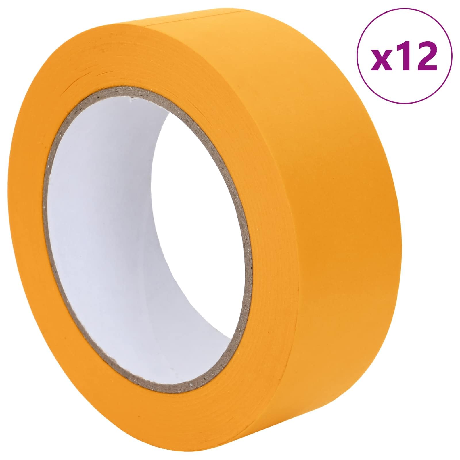 Gelbes Malerklebeband Set 12 Stück 38 mm x 50 m Papier für Abdecken, Malen, Lackieren, innen und außen, für Werkstatt, Heimwerker und Renovierung