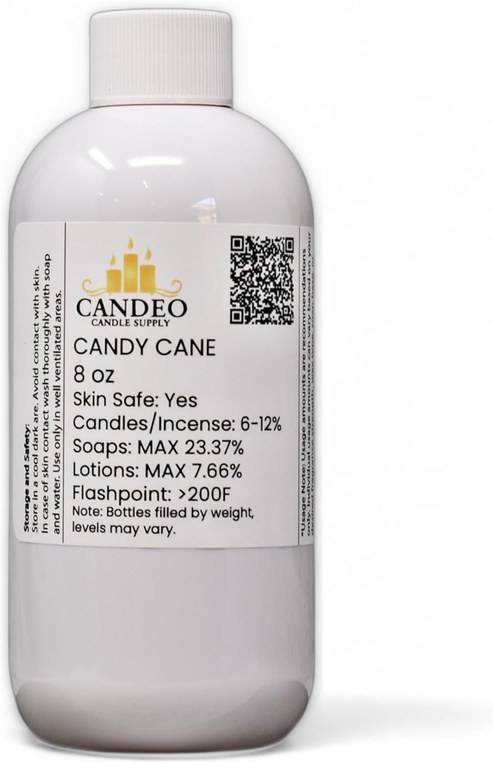 Candy Cane Fragrance Oil (8oz Bottle) | Candle Making, Soap Making, Room Sprays, Bath Bombs, Lotion, Car Fresheners, Wax Melts | Candeo Candle Supply | Phthalate Free & Prop 65 Compliant