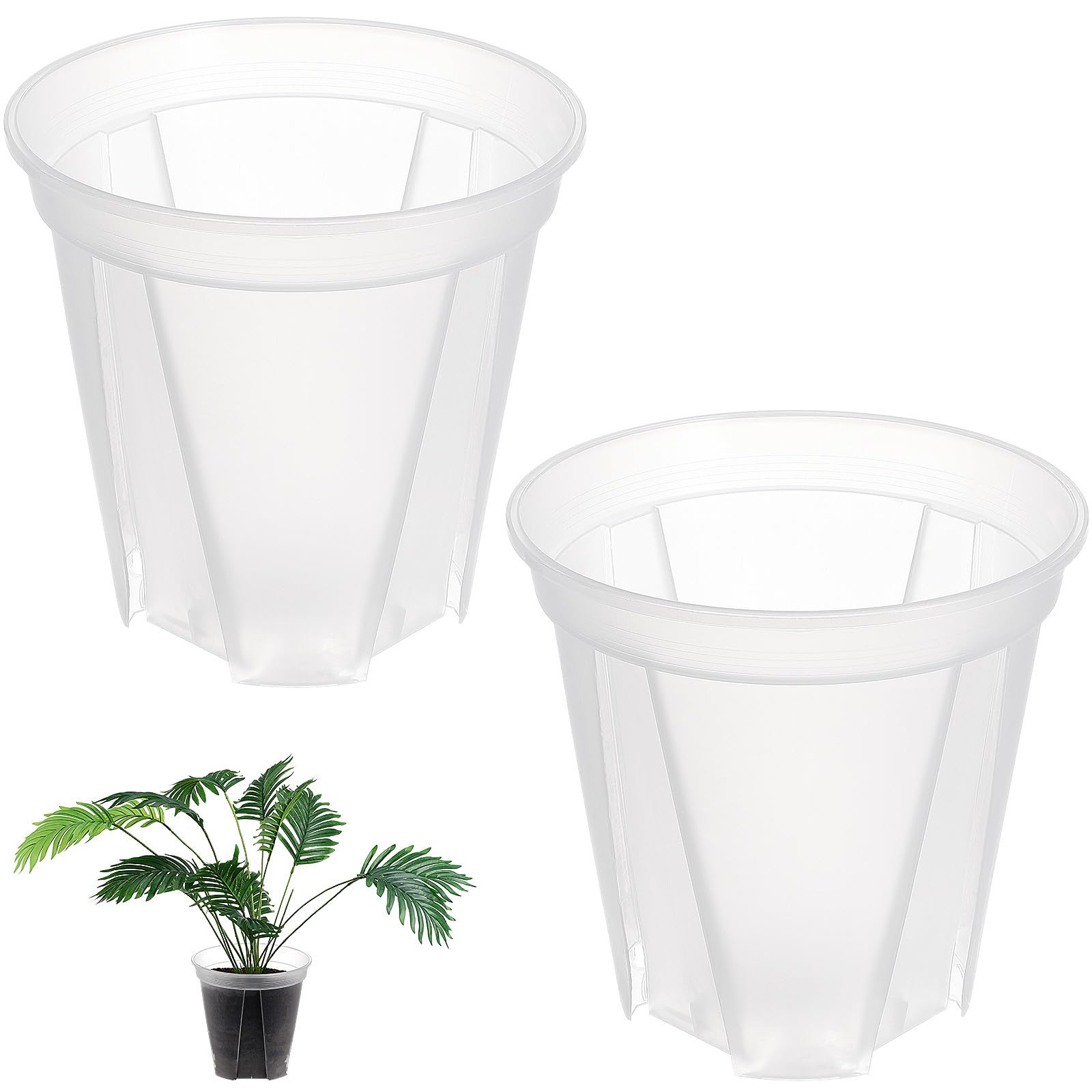 SHOWERORO 2 Transparente Pflanztöpfe aus Kunststoff 9x9x9,5cm mit Abflusslöchern und Drainage für Pflanzen im Café oder Hotel