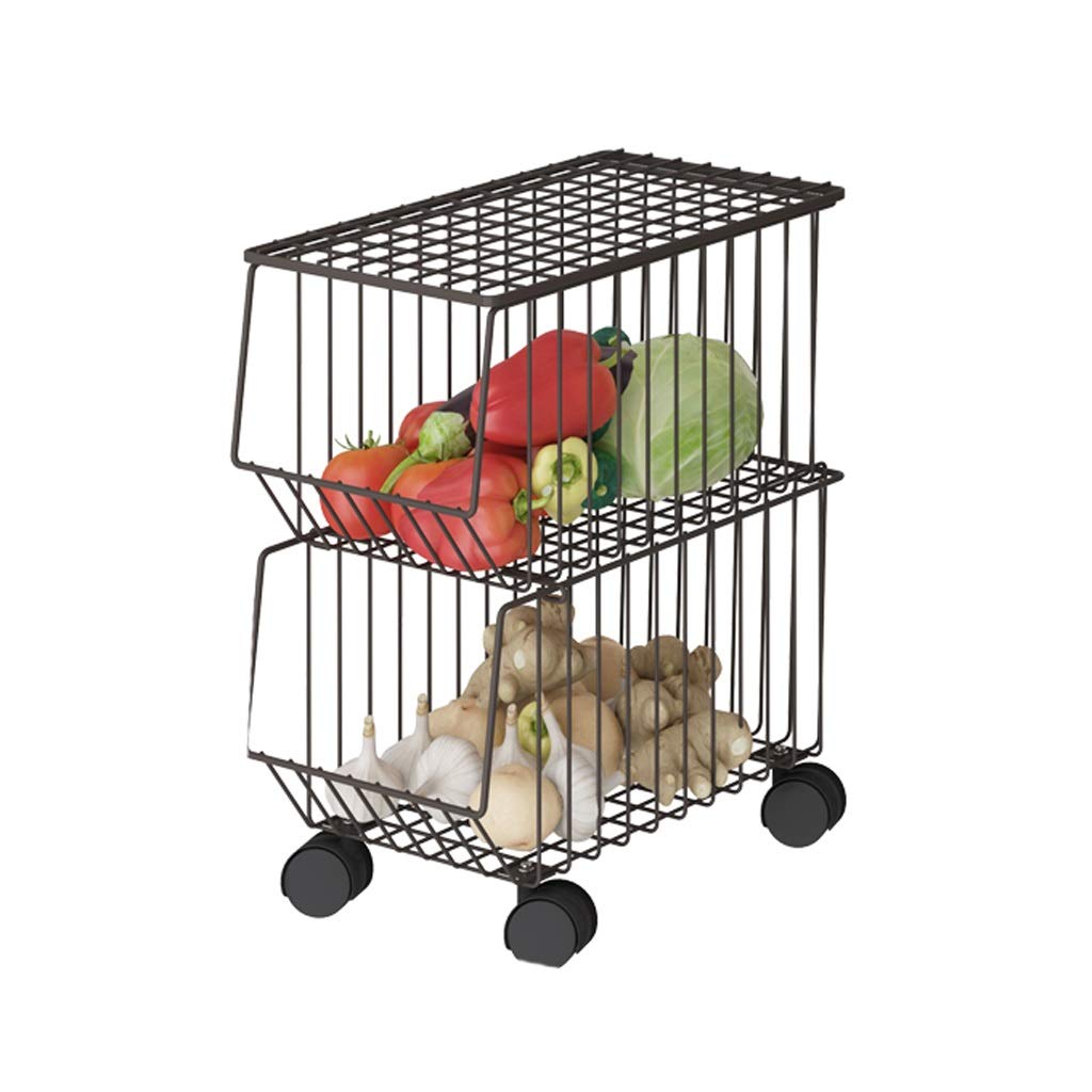 Estante de cocina de múltiples capas RJJ con canasta transpirable para almacenar verduras
