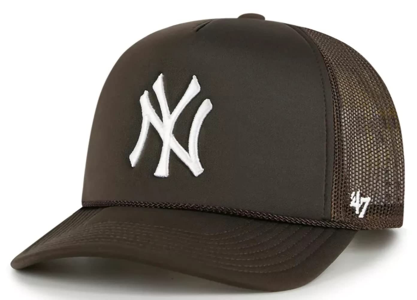 '47 New York Yankees Foam Trucker Snapback Adjustable Hat, Adult One Size Fits All, New York Yankees Brown, One Size
