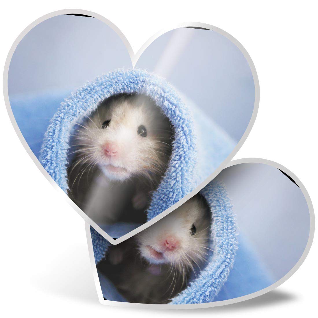 2 x Heart Stickers 7.5 cm - Little Hamster Gerbil Mouse Fun Decals for Laptops,Tablets,Luggage,Scrap Booking,Fridges, #14650