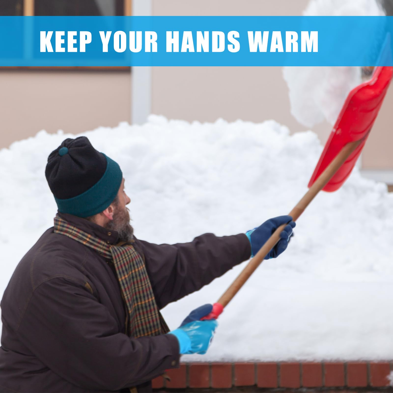 Handepo Guantes de trabajo de invierno para hombres y mujeres, impermeables, térmicos, para trabajar bajo cero pesca en hielo, color azul