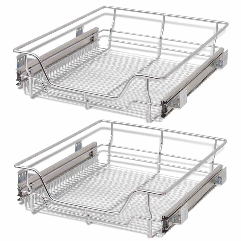 vidaXL 2 pcs Pull-Out Wire Baskets Kitchen Base Larder Units Storage Organiser 500 mm