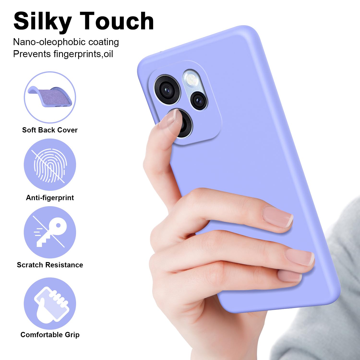 XINYEXIN Custodia in Silicone per Oppo Reno 15 FS 5G 4G / Reno 15F 4G 5G, Cover Ultra Sottile Antiurto con Fodera in Microfibra, Protezione Morbida Antiscivolo - Viola