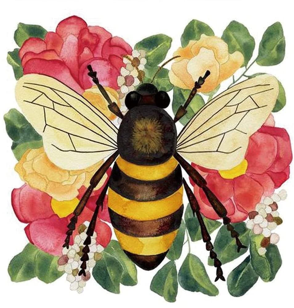 DIY 5D Diamond Painting Kits for Adults, Bee Full Drill Diamond Art Painting by Number Kits,Arts Craft for Home Wall Decor 12x16inch